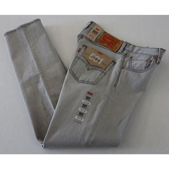 Levi's 501 Original Men' Sz 30x32 Gray Button Fly Stretch Extensible Denim Jeans - Picture 6 of 7